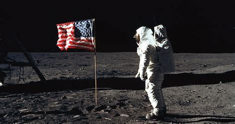 Astronaut On Moon By The American Flag