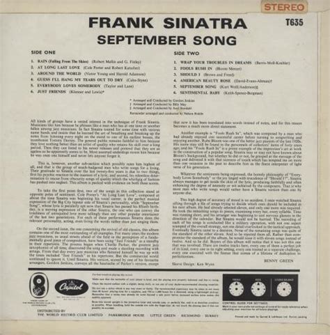 Frank Sinatra September Song UK vinyl LP album (LP record) (562090)