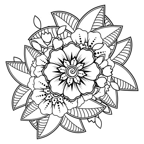 Premium Vector | Flowers in black and white doodle art for coloring book