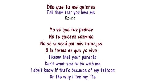 Ozuna - Dile Que Tu me quieres - Lyrics in English and Spanish - Tell ...