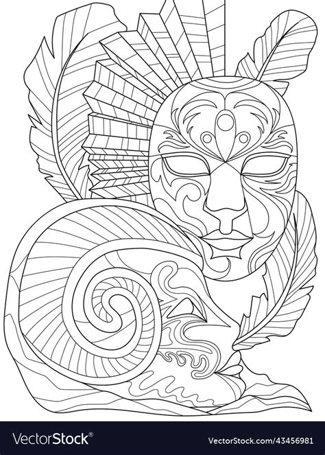 Coloring book page with detailed carnival mask Vector Image