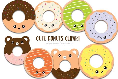 Cute Donuts Vector Clipart