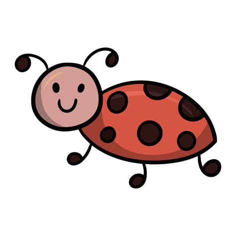 Cute bug, red ladybug, insect, cartoon vector illustration on white ...