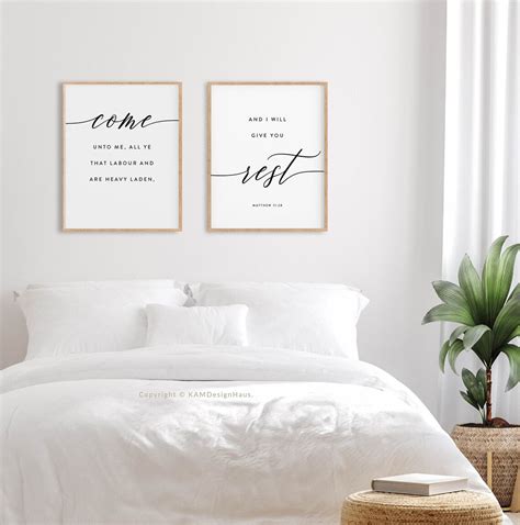 Matthew 11:28 KJV Bedroom Wall Art Set of 2 Printable Wall - Etsy