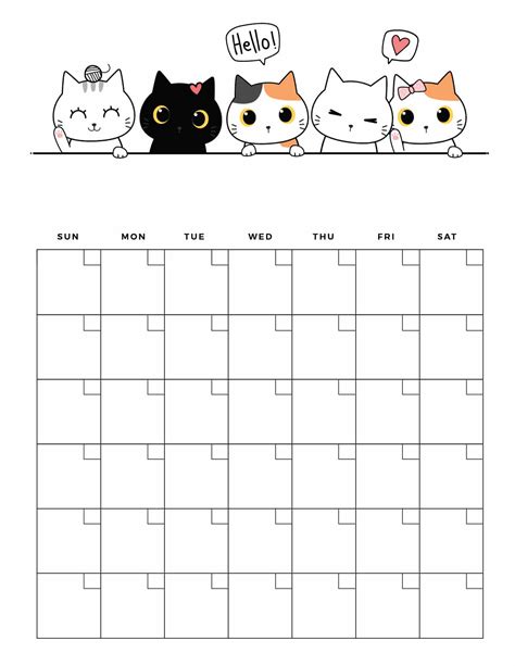 Template Free Printable Cute Blank Calendar