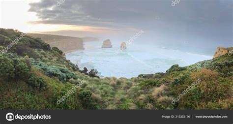 The Twelve Apostles panoramic aerial view from visitors center Stock ...