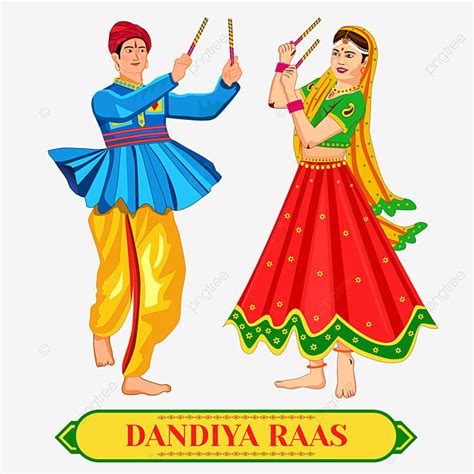 Garba Vector Hd Images, Dandiay Raas Couple Dancing Garba Night, Couple ...