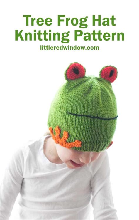 Red Eyed Tree Frog Hat Knitting Pattern - Little Red Window