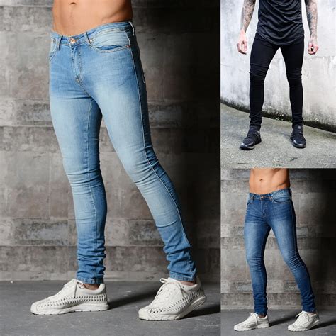 Slim Fit Ripped Jeans Men Hi Street Mens Distressed Denim Joggers Knee ...