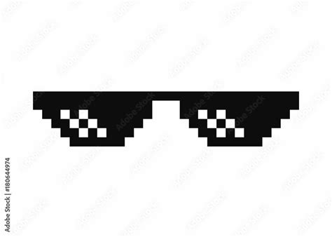 Pixel art glasses. Thug life meme glasses isolated on white background ...