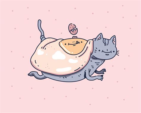 cute cat design is covered with eggs . cat drawing doodle style 2089298 ...