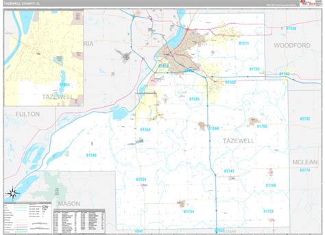 Tazewell County, IL Wall Map Premium Style by MarketMAPS - MapSales.com