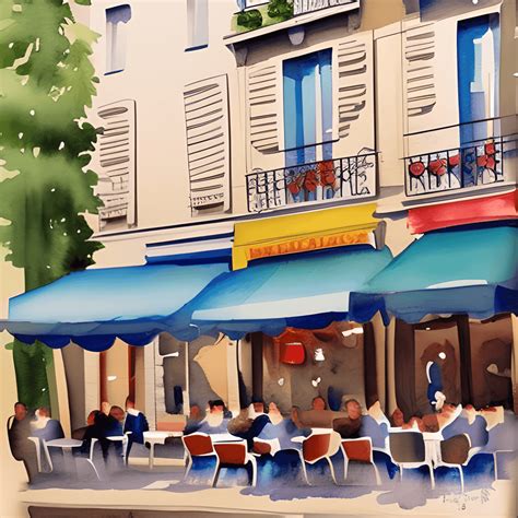 Watercolor French Cafe Paris · Creative Fabrica