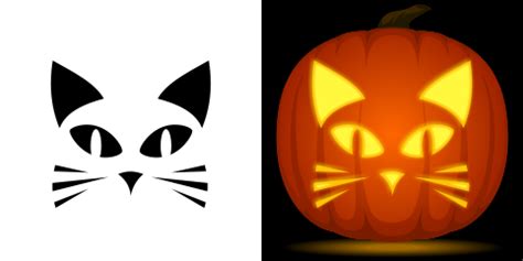 Cat Face Pumpkin Carving Stencils