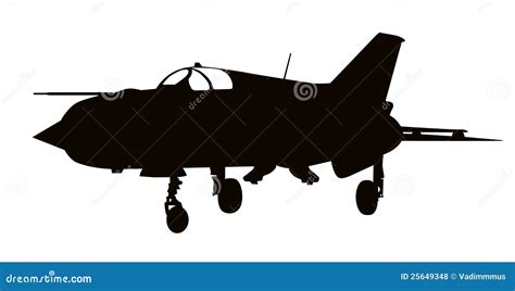 Military plane silhouette stock vector. Illustration of fishbed - 25649348