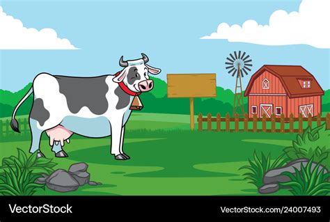 Cow in the farm Royalty Free Vector Image - VectorStock