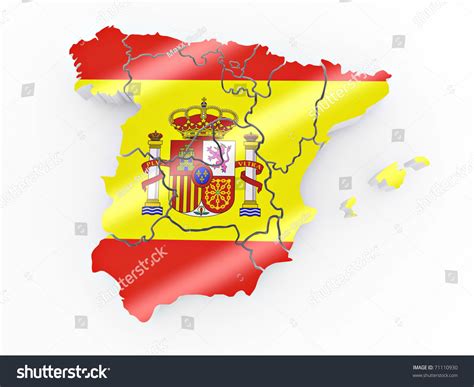 Map Spain Spanish Flag Colors 3d Stock Illustration 71110930