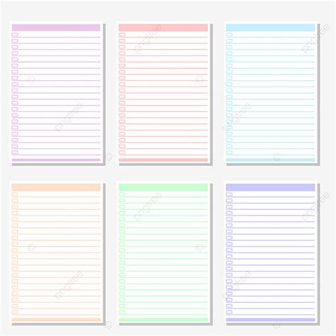 Lined Note Paper Vector Art PNG, Six White Post It Papers Note With ...