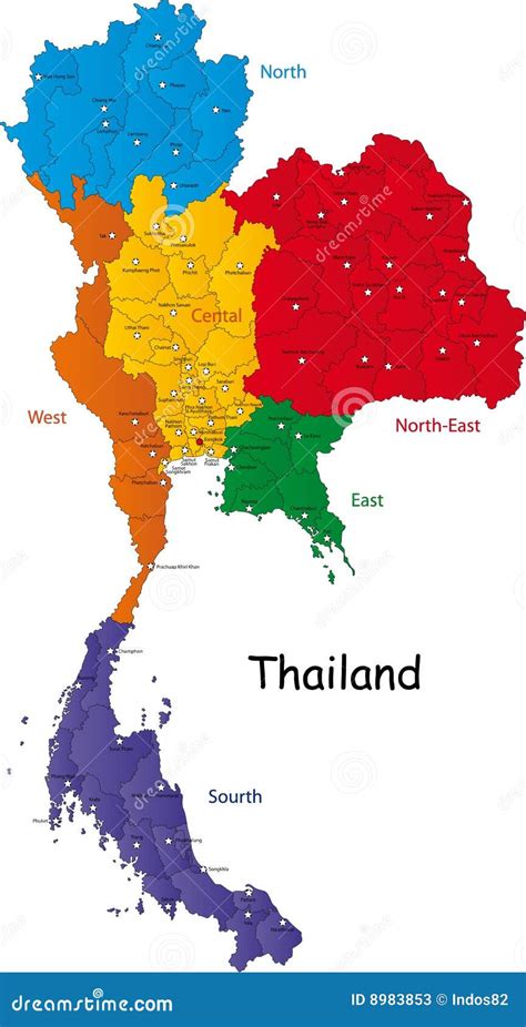 Map of Thailand stock vector. Image of detailed, detail - 8983853