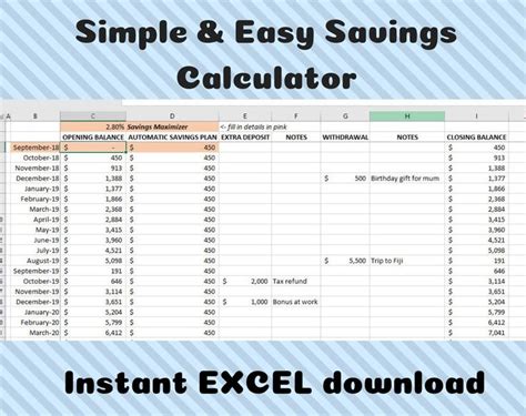 Excel Savings Calculator, Excel Savings Spreadsheet, Excel Savings ...