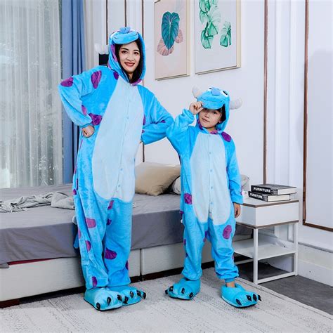 Pijama Azul Sulley Unissex Animal Bonito Dos Desenhos Animados Onesies ...