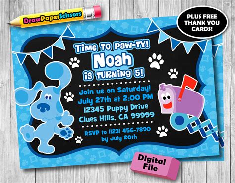 Blue's Clues Paw Birthday Party Invitation | lupon.gov.ph