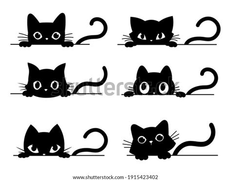 Set Black Cats Looking Out Window Stock Vector (Royalty Free) 1915423402