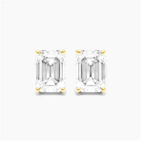 14K Yellow Gold Emerald Cut Lab-Grown Diamond Stud Earrings (1.50 CTW ...