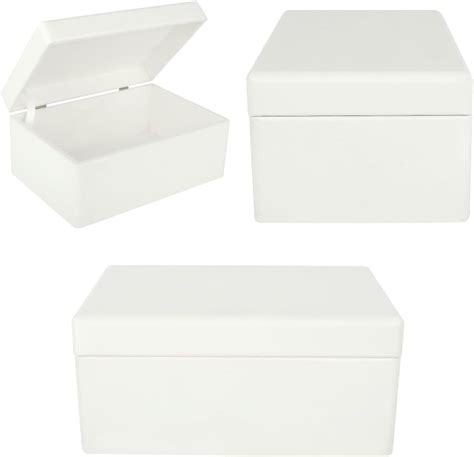 Large White Wooden Box Storage with Hinged Lid | 11.8 X 7.87 X 5. | eBay