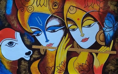 Radha Krishna Modern Contemporary painting | Krishna painting, Canvas ...