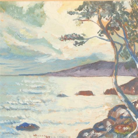 Circa 1937 Oil Painting on Paper of Lake Scene | EBTH