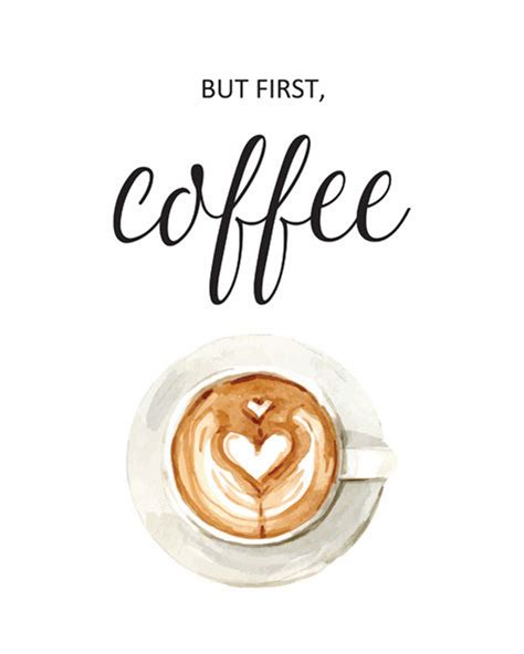 Wall Art Kitchen Print but First, Coffee. Printable Watercolor ...