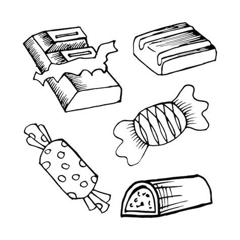 Premium Vector | Set of hand drawn chocolate candies, sketch, outline ...