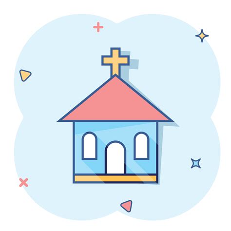 Vector cartoon church sanctuary icon in comic style. Chapel sign ...