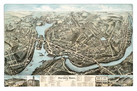 Beautifully restored map of Norwich, CT from 1876 - KNOWOL