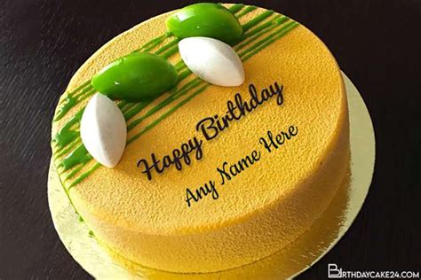 Delicious Yellow Happy Birthday Cake With Name Edit