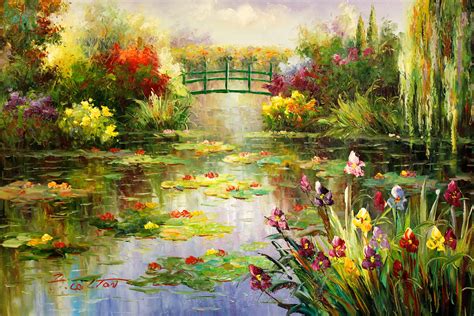 Garden-of-Monet | Water lilies painting, Fine art landscape, Lily painting