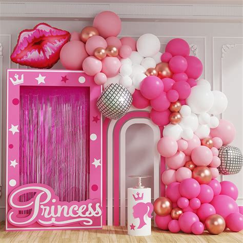 Buy Pink Balloon Garland Arch Kit Hot Pink Rose Gold Chrome Balloon ...