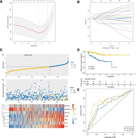 LASSO analysis validated 22 prognostic IRGPS in TCGA dataset. a Tuning ...