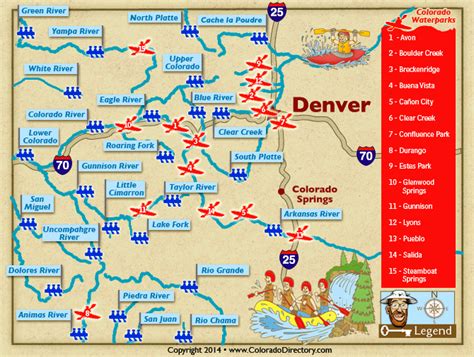 Colorado Whitewater Rafting & Kayaking River Map | CO Vacation Directory