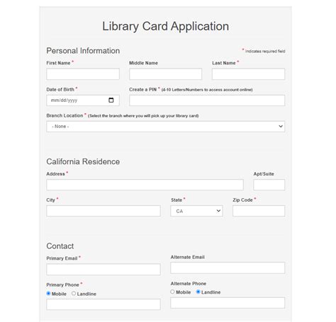 OC Public Library Card Application – Library – Bolsa Grande High School