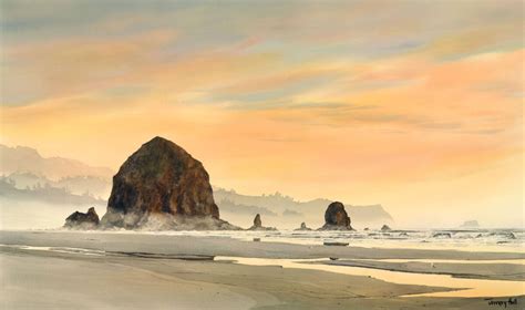 Haystack Rock Sunset - The Jeffrey Hull Gallery - Original Paintings ...