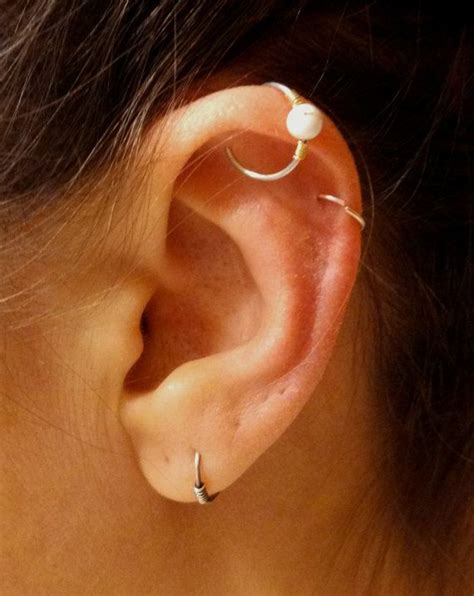 Cartilage Hoop Piercing White Turquoise Gemstone Upper 10mm Earring ...