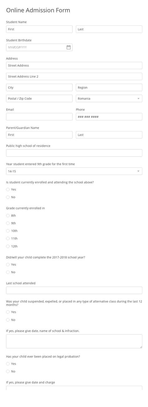 College Admission Form Template | Free |123FormBuilder