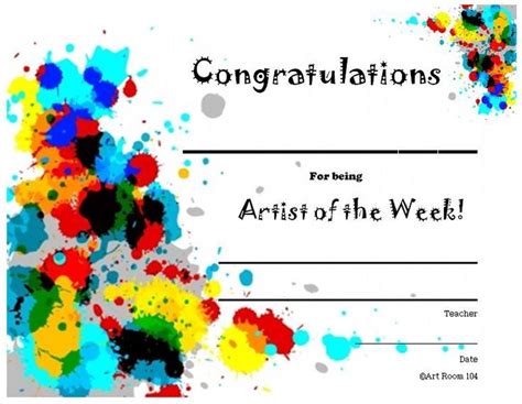 Image result for art certificates for kids | Art classroom, Art teacher ...