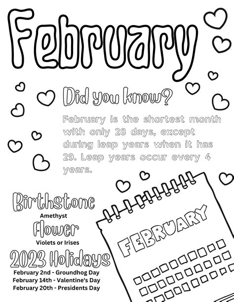 Free Printable February Coloring Pages for Kids and Adults