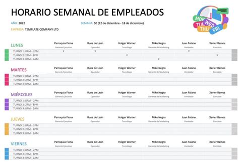 Plantillas de horario de trabajo