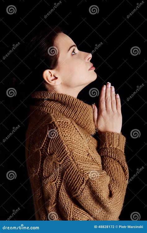 Portrait of a Woman Praying To God Stock Photo - Image of hands, care ...