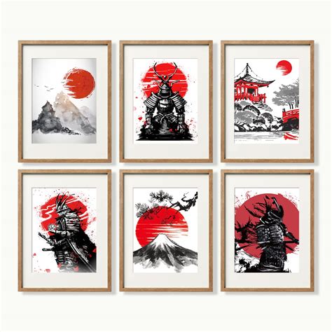 Buy YUMKNOW Japanese Art Wall Decor - Unframed 8x10 Set of 6, Modern ...