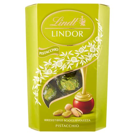 Lindt Cioccolatini Lindor Cioccolato al latte Pistacchio Scatola 200 g ...